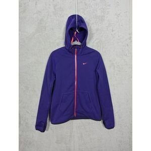 Nike Therma-Fit Purple Hot Pink Zip Up Hooded Sweathsirt Pockets Youth‎ Medium